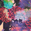 Colorful floral pattern with vibrant flowers on a dark background
