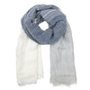 Blue and white cotton striped scarf on a white background