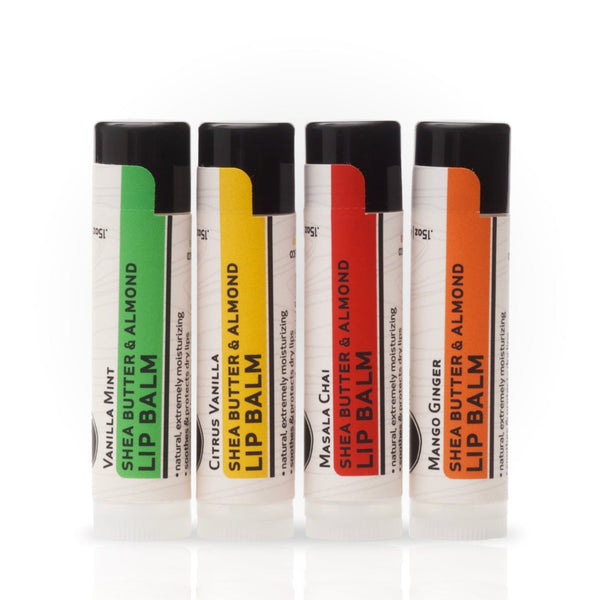 Heliotrope SF Shea Butter and Almond Lip Balm tube in natural all-natural formula