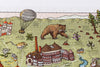 Detail of the Long Lost Oakland puzzle showing the Grizzly Bar illustration