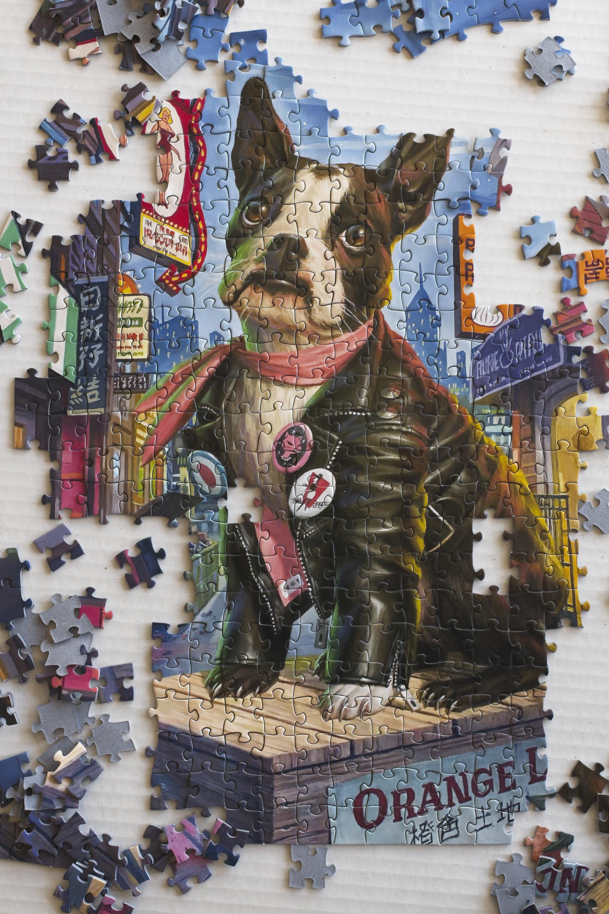 Lula Mae at North Beach jigsaw puzzle partly assembled