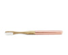 Bamboo toothbrush with rose gold handle on a white background