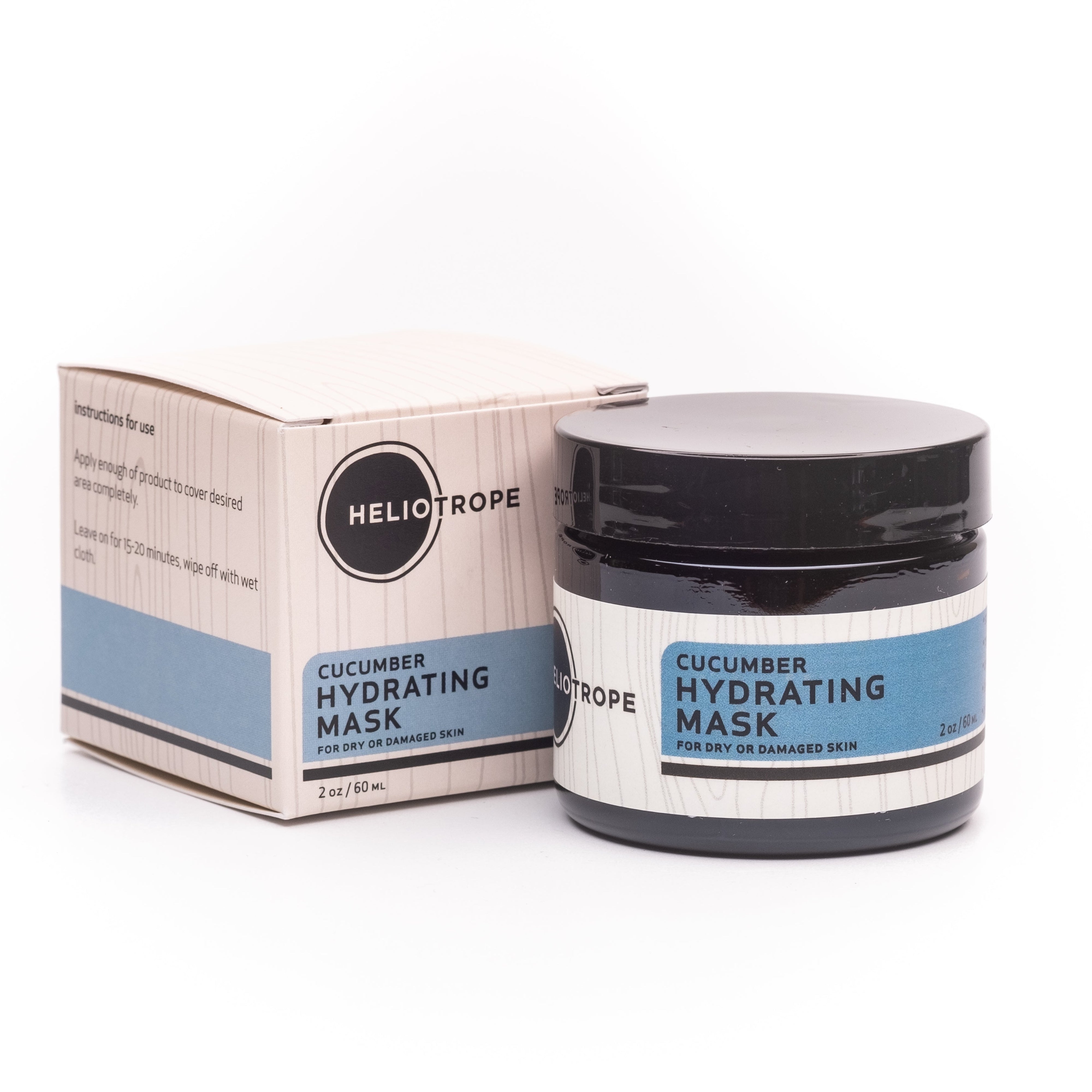 Heliotrope SF Cucumber Hydrating Gel Face Mask in a 2 oz glass jar with natural cucumber extract for soothing and hydrating skin