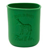 Green cup with a donkey design and text on a white background