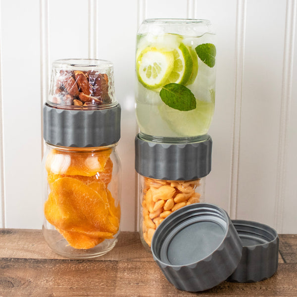 2-in-1 Mason Jar Connector Lid for Regular Mouth Jars – 2 Pack