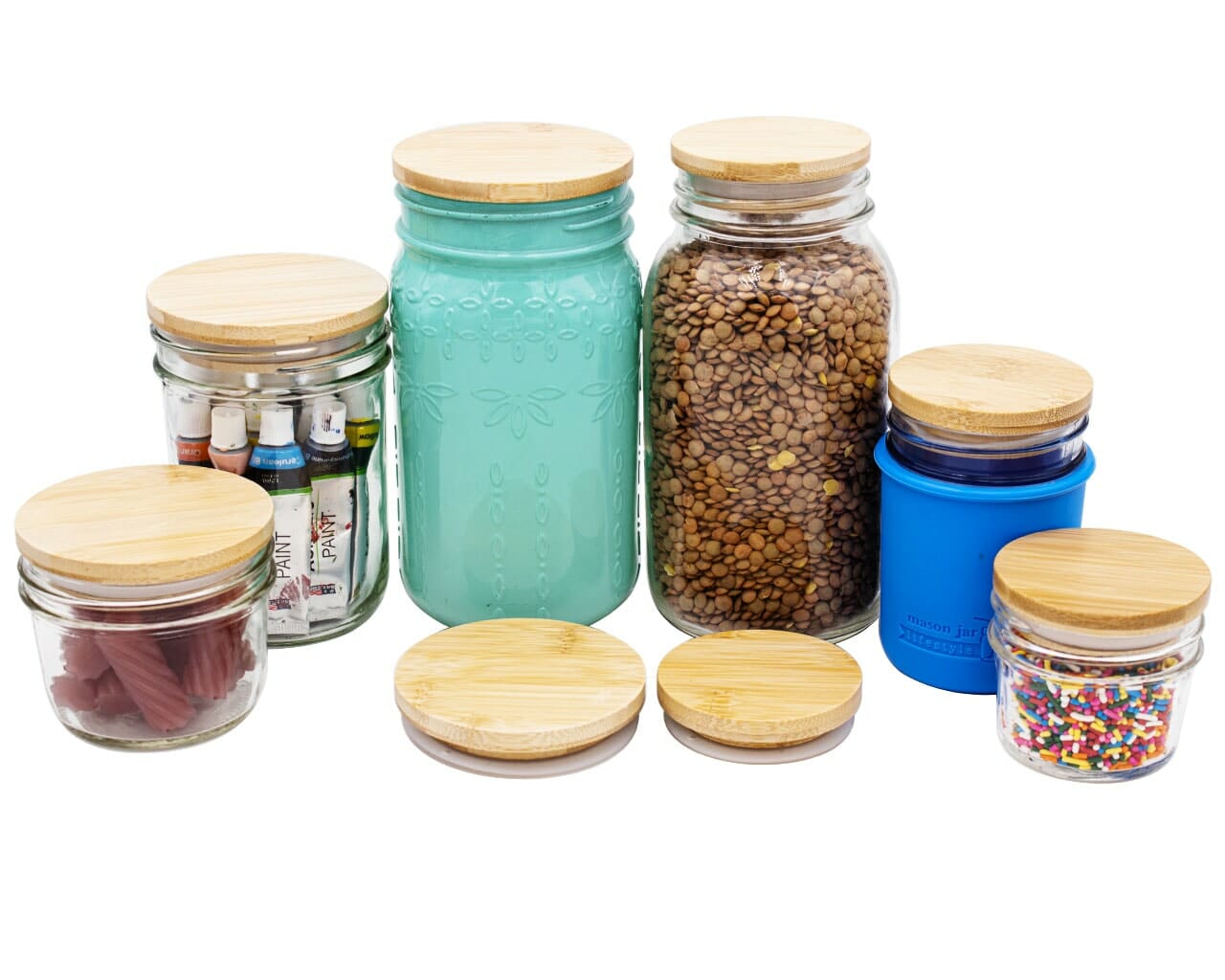 Bamboo Storage Stopper Lids for Mason Jars