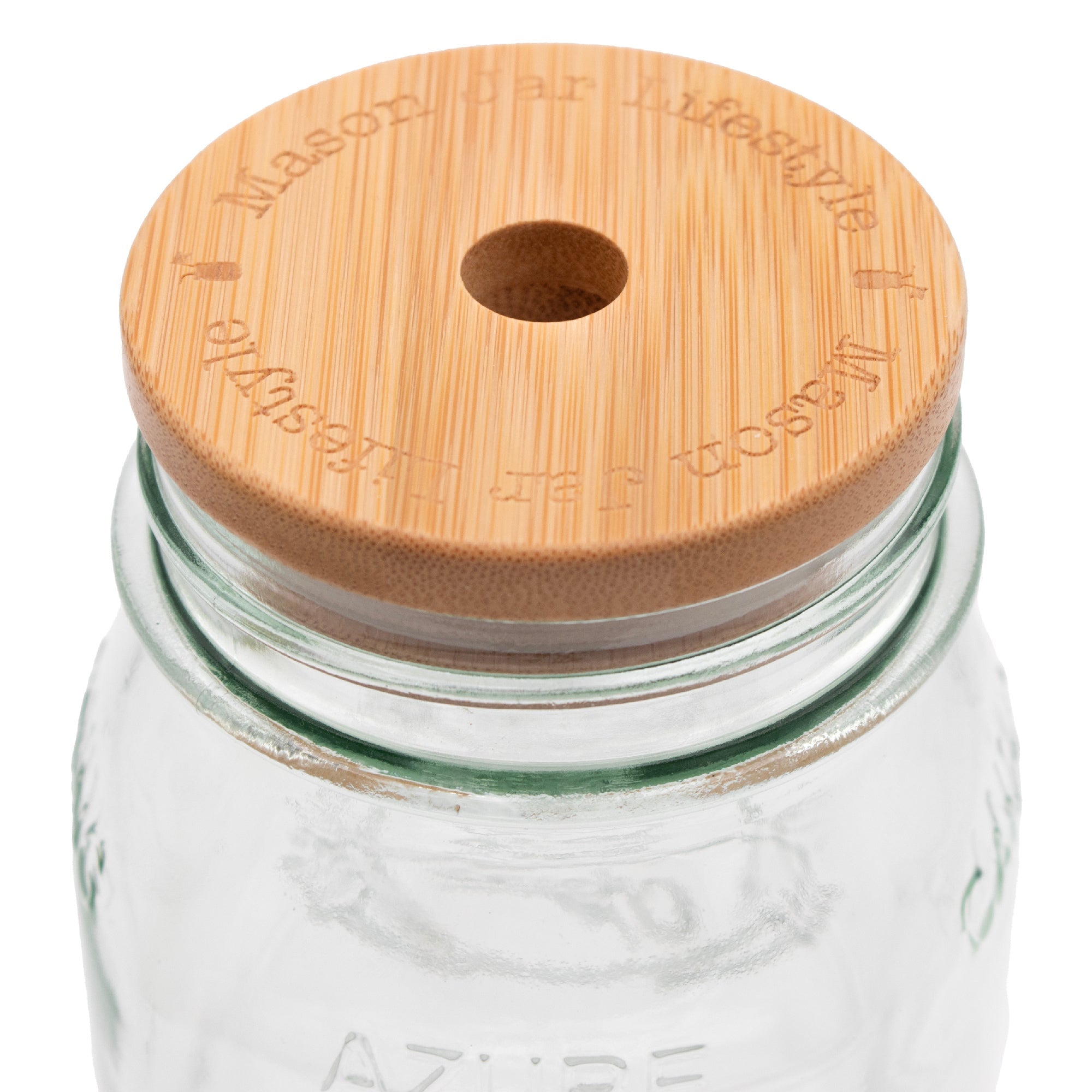 Bamboo & BPA-Free Silicone Straw Hole Tumbler Lid for Mason Jars