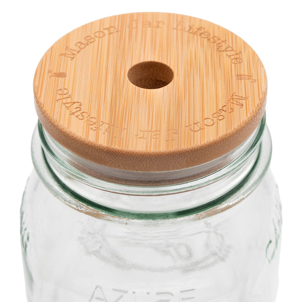 Bamboo & BPA-Free Silicone Straw Hole Tumbler Lid for Mason Jars