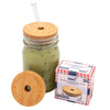 Bamboo & BPA-Free Silicone Straw Hole Tumbler Lid for Mason Jars