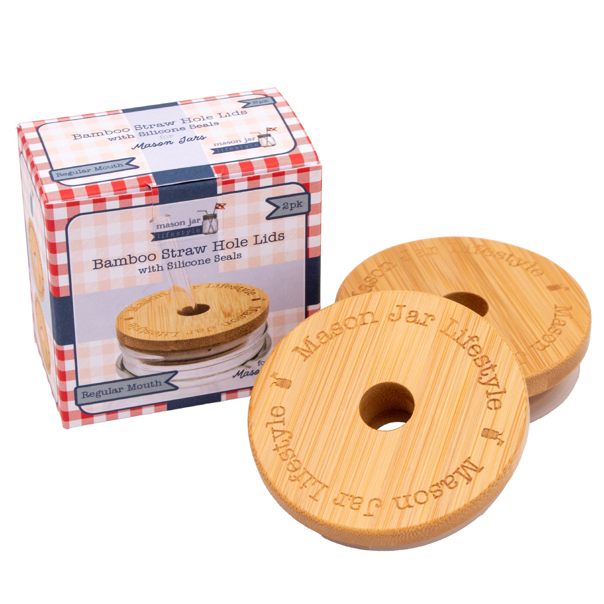 Bamboo & BPA-Free Silicone Straw Hole Tumbler Lid for Mason Jars