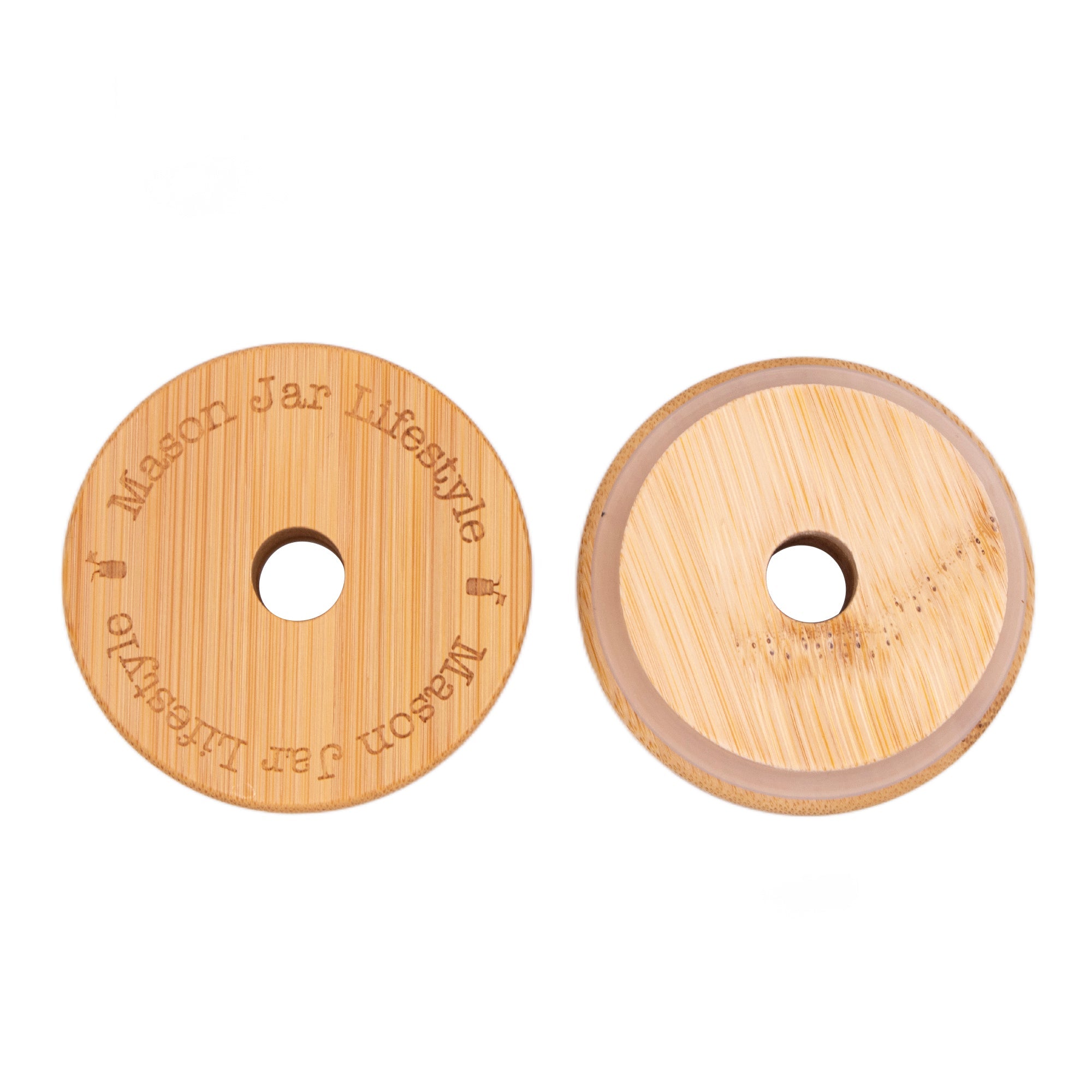 Bamboo & BPA-Free Silicone Straw Hole Tumbler Lid for Mason Jars