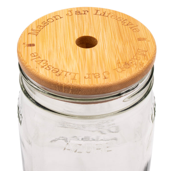 Bamboo & BPA-Free Silicone Straw Hole Tumbler Lid for Mason Jars