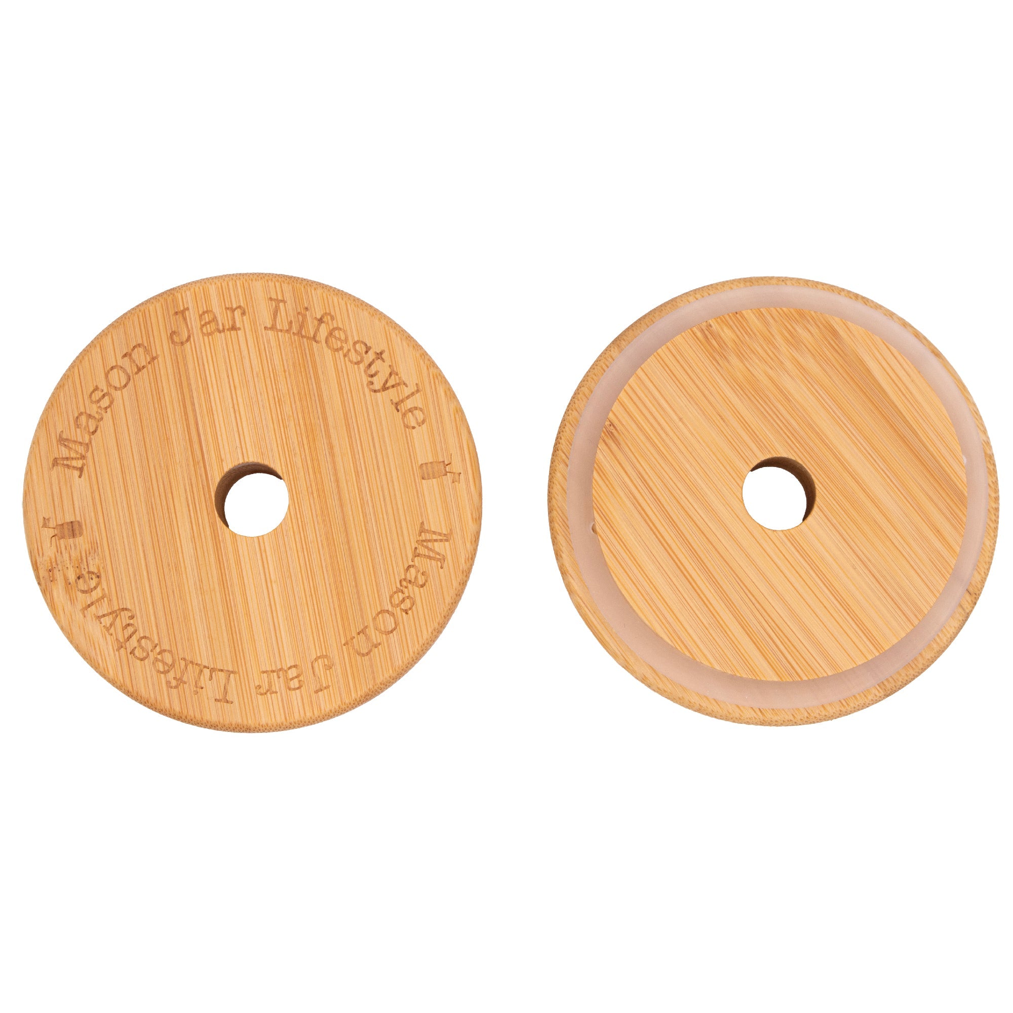 Bamboo & BPA-Free Silicone Straw Hole Tumbler Lid for Mason Jars