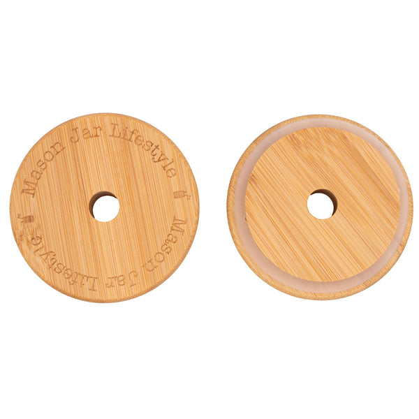 Bamboo & BPA-Free Silicone Straw Hole Tumbler Lid for Mason Jars
