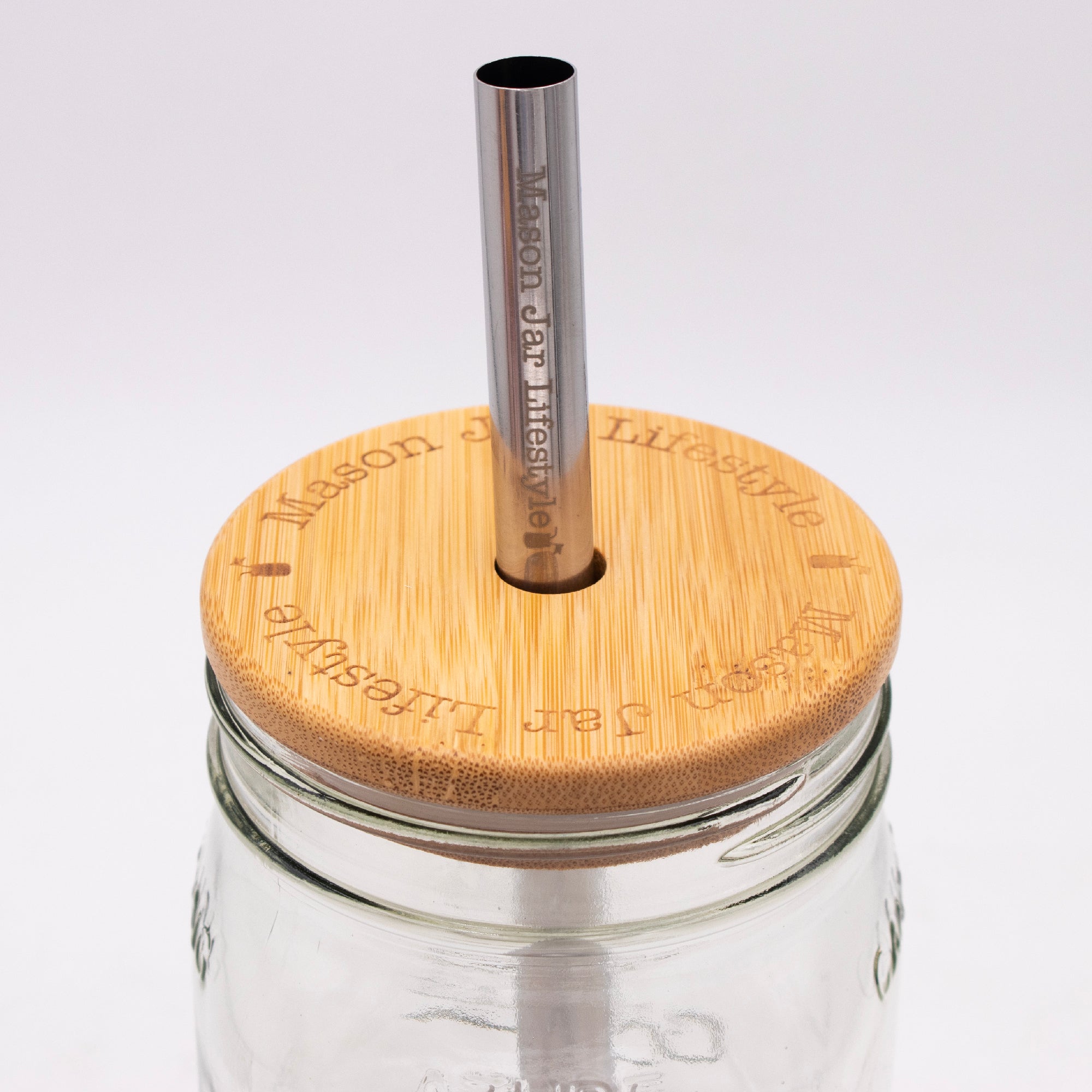 Bamboo & BPA-Free Silicone Straw Hole Tumbler Lid for Mason Jars