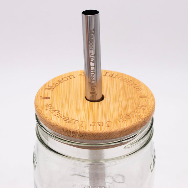 Bamboo & BPA-Free Silicone Straw Hole Tumbler Lid for Mason Jars