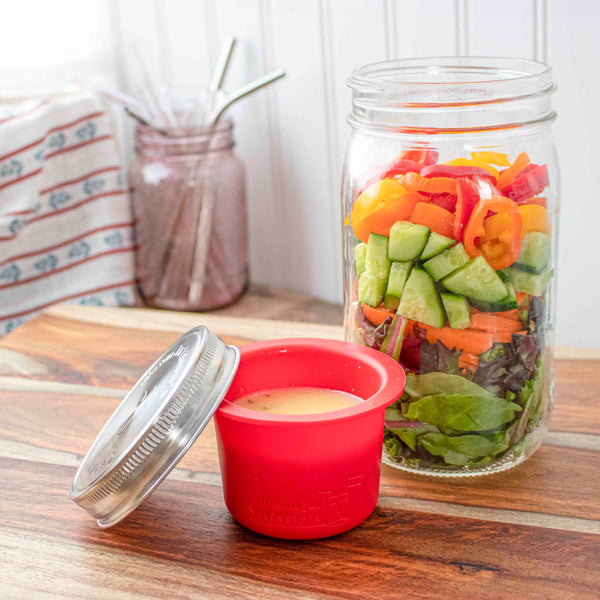 Mason Jar Divider Cup – Silicone & Stainless Steel for Salads, Dips & Snacks