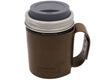 Brown mug with gray lid on a white background