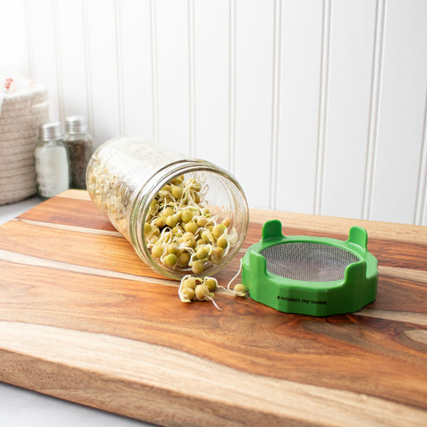 Rust Proof Sprouting Lid with Built-In Stand for Wide Mouth Mason Jars