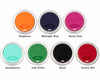 Set of colorful drink lids with labels on a white background