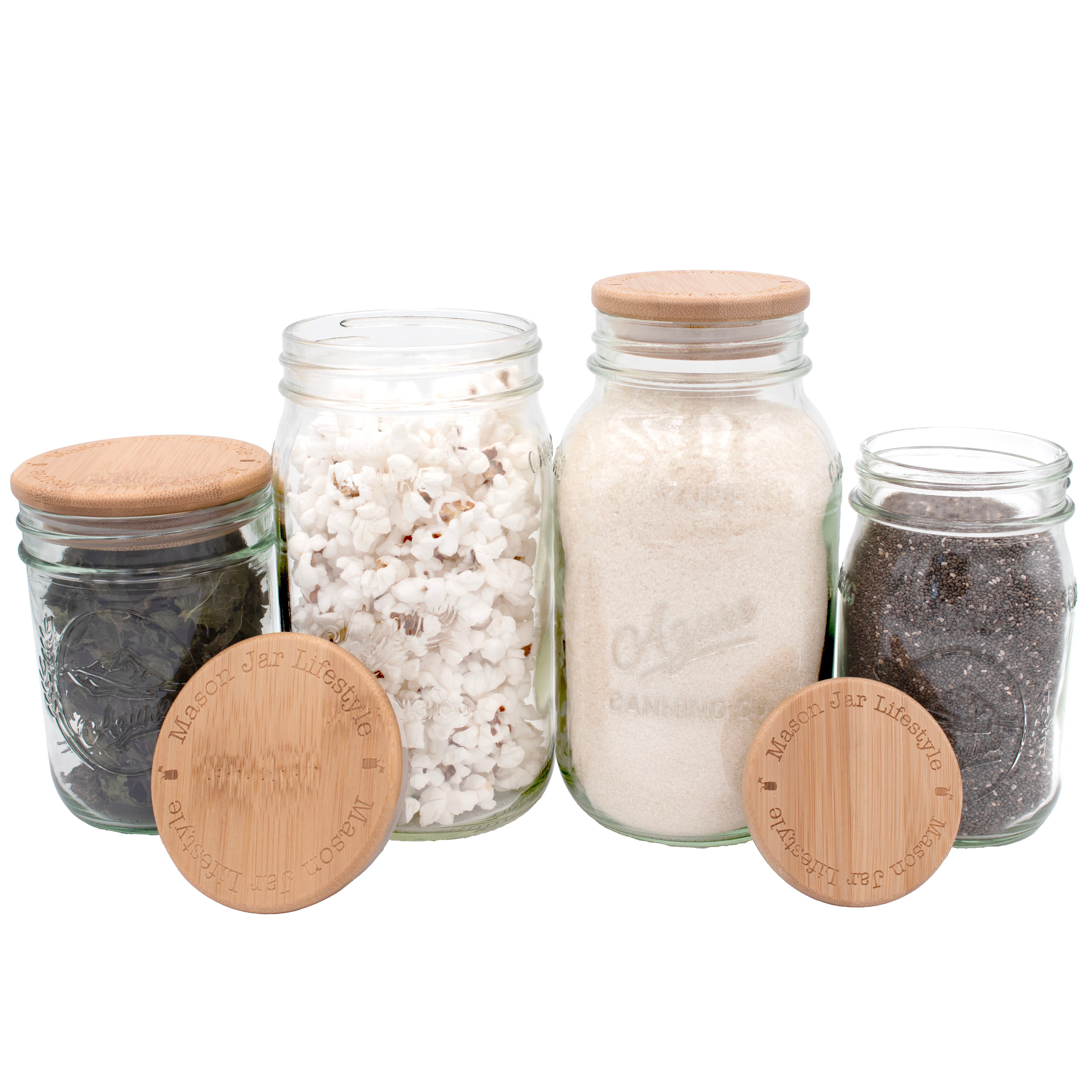 Bamboo Storage Stopper Lids for Mason Jars