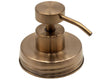Bronze soap dispenser on a white background. Upgrade your home with the Rose Gold Soap Pump Lid Kit at Clozist. Turn regular mouth Mason jars or upcycled bottles into elegant, eco-friendly dispensers. Durable stainless steel with a stylish copper finish. The perfect green gift for a sustainable home!