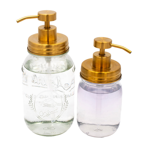 Matte Gold Soap Pump Lid Kit for Regular Mouth Mason Jars