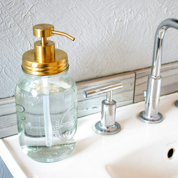 Matte Gold Soap Pump Lid Kit for Regular Mouth Mason Jars