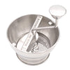 Metallic drink mixer with a spoon on a white background
