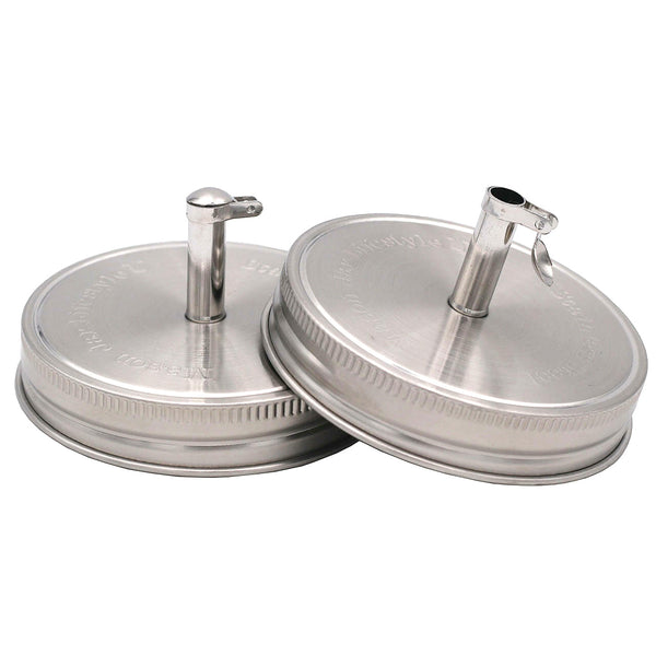 Oil Cruet Pour Spout Stainless Steel Lids for Mason Jars 2 Pack