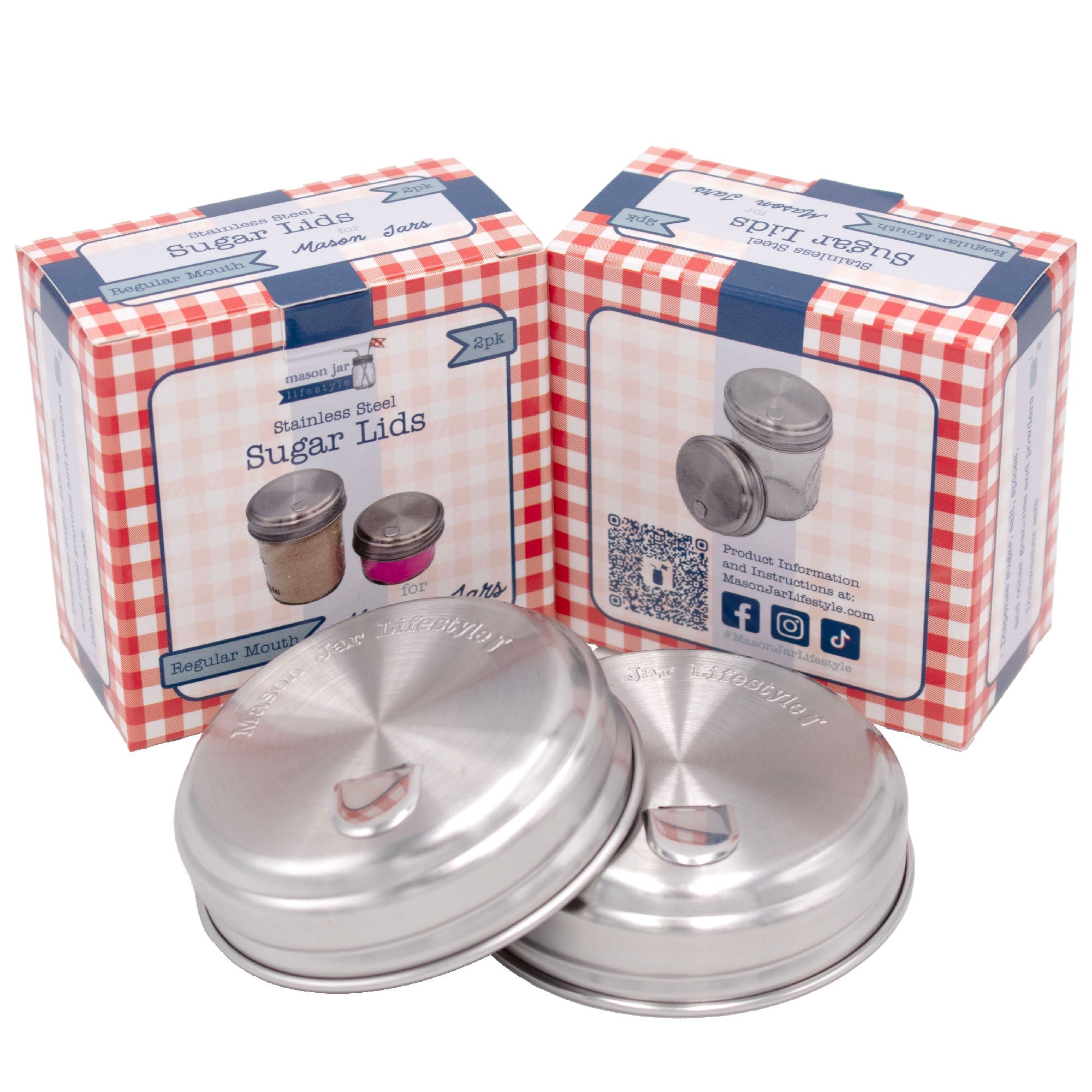 Sugar Dispensing Stainless Steel Lids for Mason Jars (2-Pack)