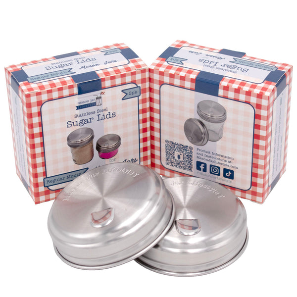 Sugar Dispensing Stainless Steel Lids for Mason Jars (2-Pack)