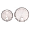 Two silver Mason jar lids on a white background