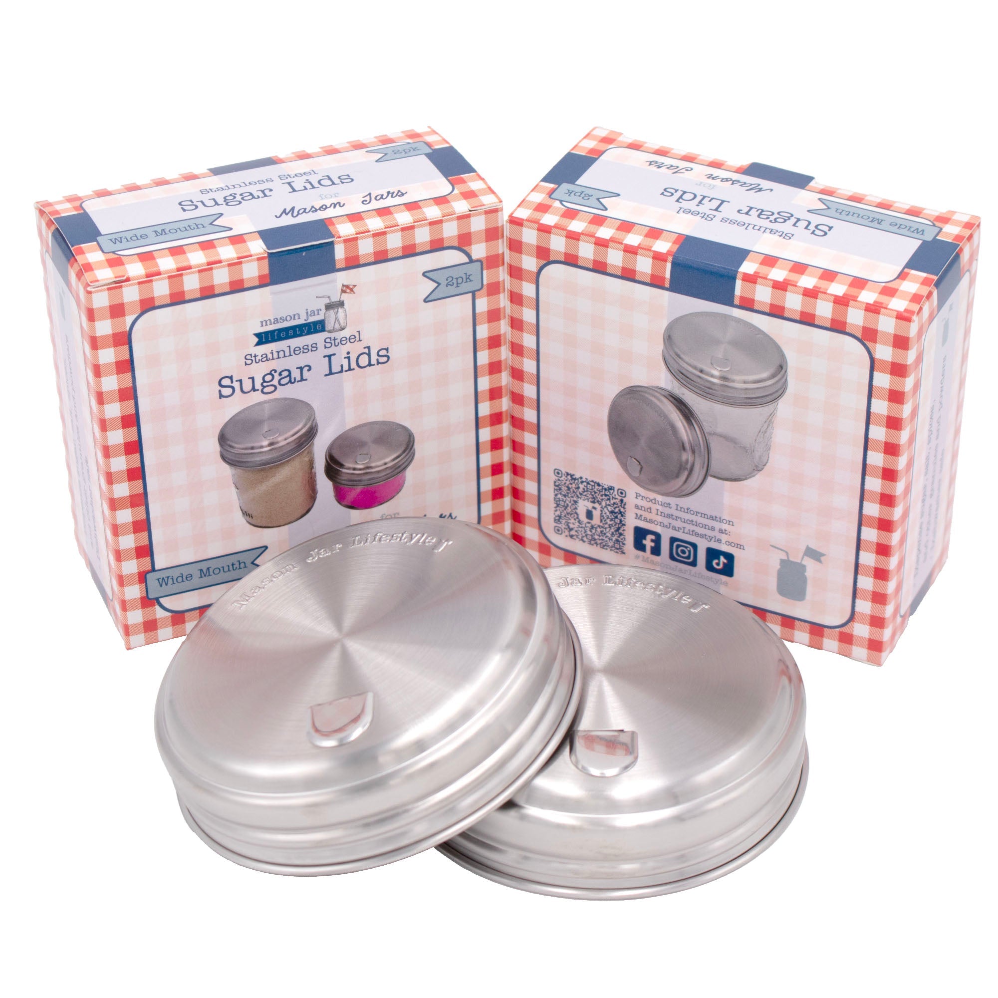 Sugar Dispensing Stainless Steel Lids for Mason Jars (2-Pack)