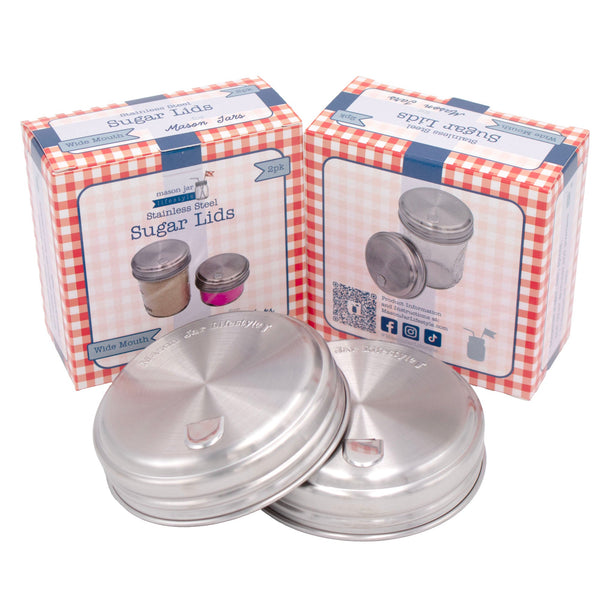 Sugar Dispensing Stainless Steel Lids for Mason Jars (2-Pack)