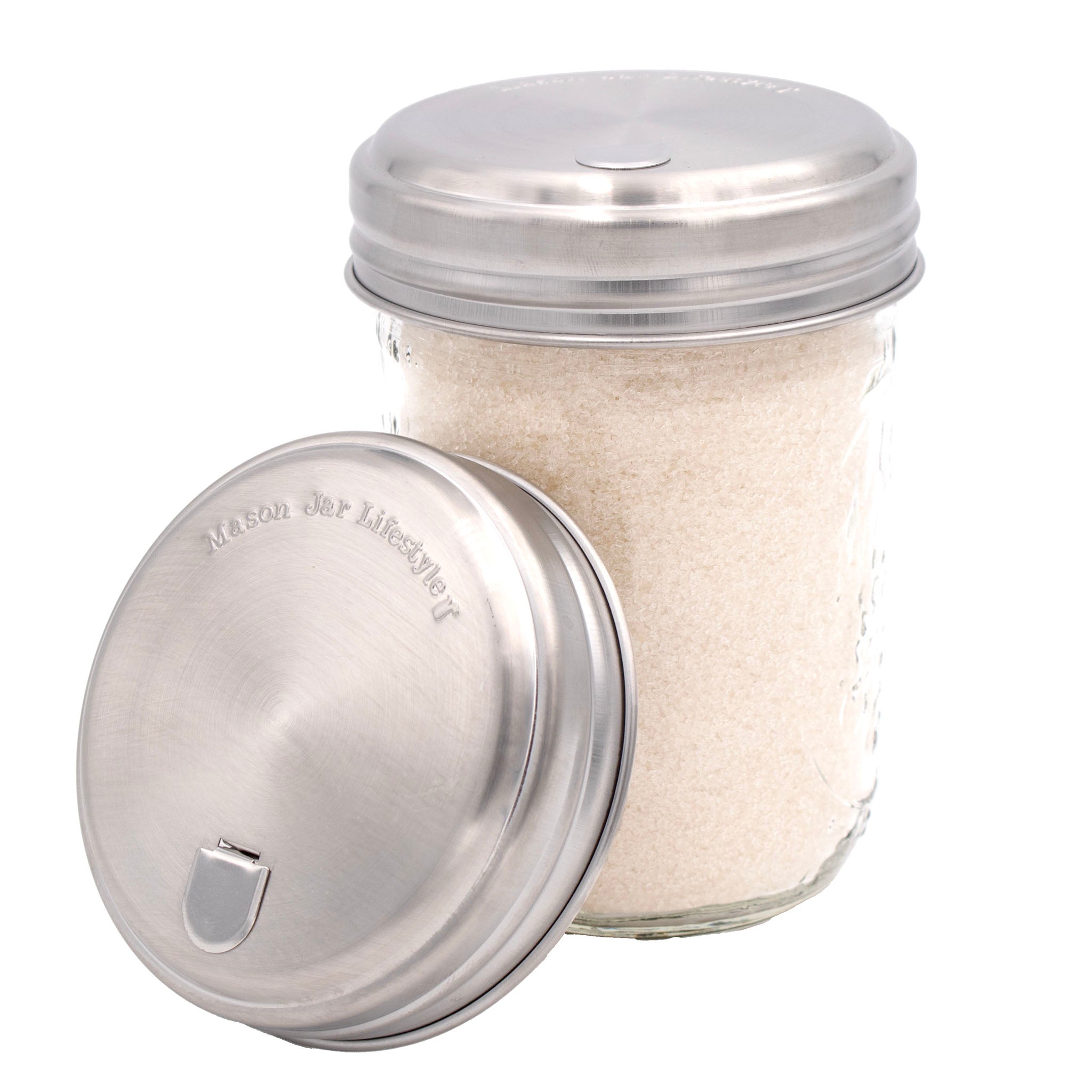 Sugar Dispensing Stainless Steel Lids for Mason Jars (2-Pack)