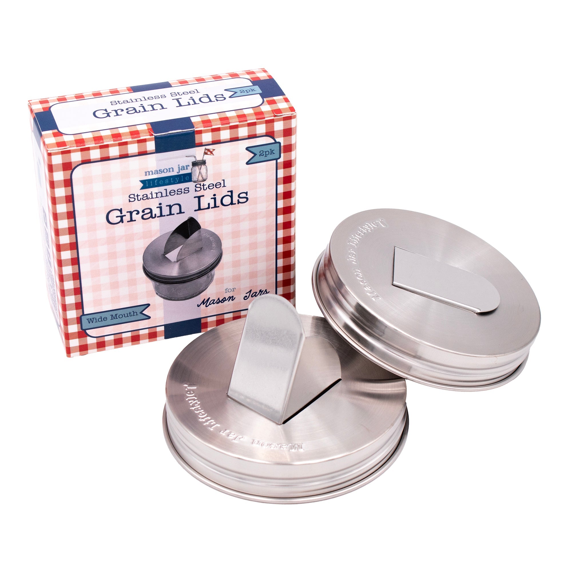 Grain Dispenser Stainless Steel Lids for Mason Jars 2 Pack