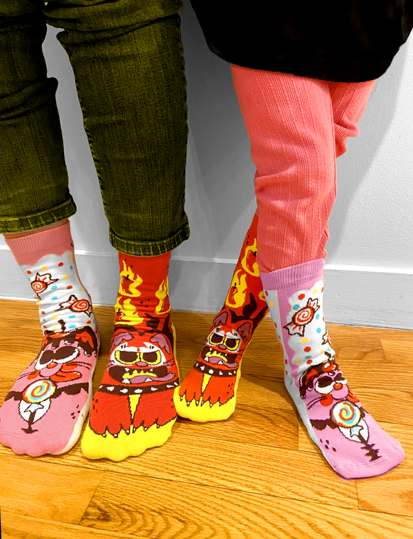 PURRTY SWEET & FELINE SPICY MATCHY MISMATCHY SOCKS SET