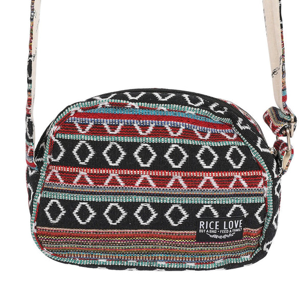 Medium Crossbody Shoulder Purse made from upcycled jute rice bag fabric
