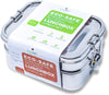 Ecozoi 2-tier stainless steel bento lunch box with 3 compartments and bonus snack pod, solid print