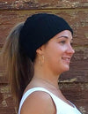 Messy bun alpaca blend beanie hat in neutral colour by Purely Alpaca