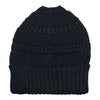 Black knit beanie on a white background