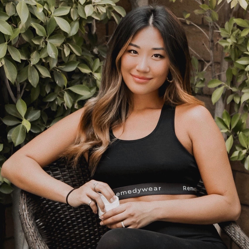 Woman wearing Remedywear TENCEL bralette for eczema and sensitive skin relief