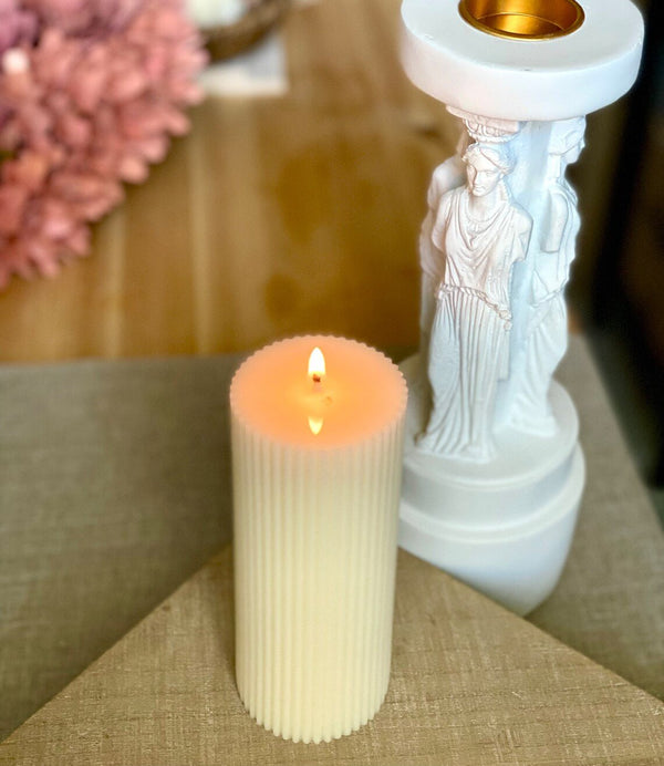 Minimalist Ribbed Pillar Candles