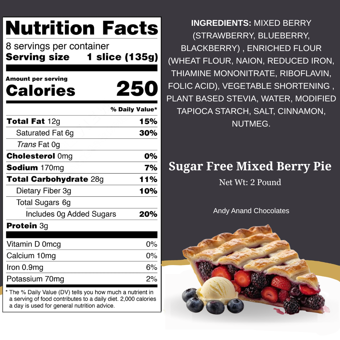 Andy Anand Sugar-Free Mixed Berry Pie 2.6 lbs – Keto & Diabetic-Friendly