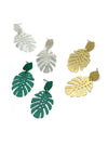 Monstera Leaf Stud Earrings | Handcrafted Recycled Metal