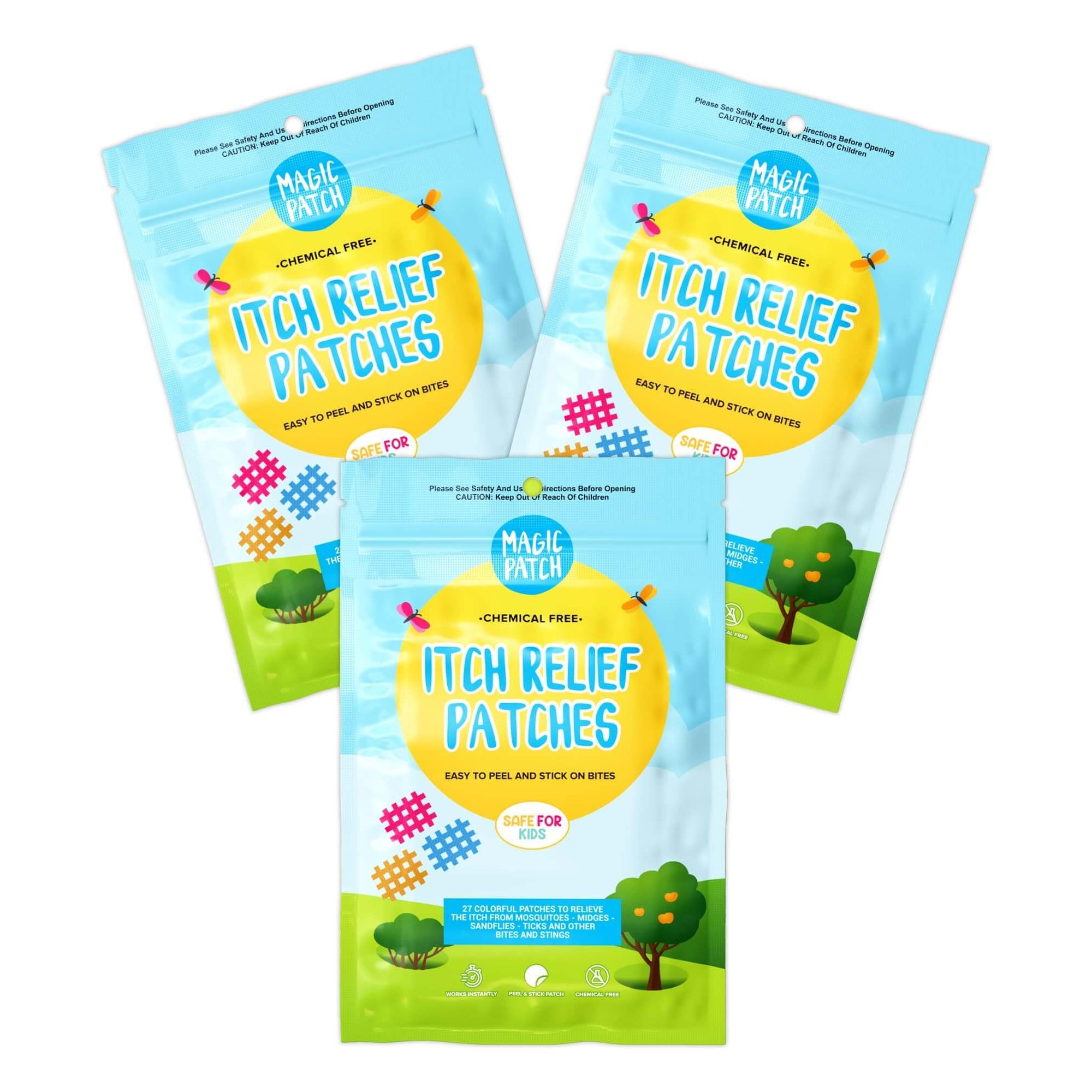 NATPAT Magic Patch 3-Pack Bundle — natural chemical-free itch relief patches for kids and family