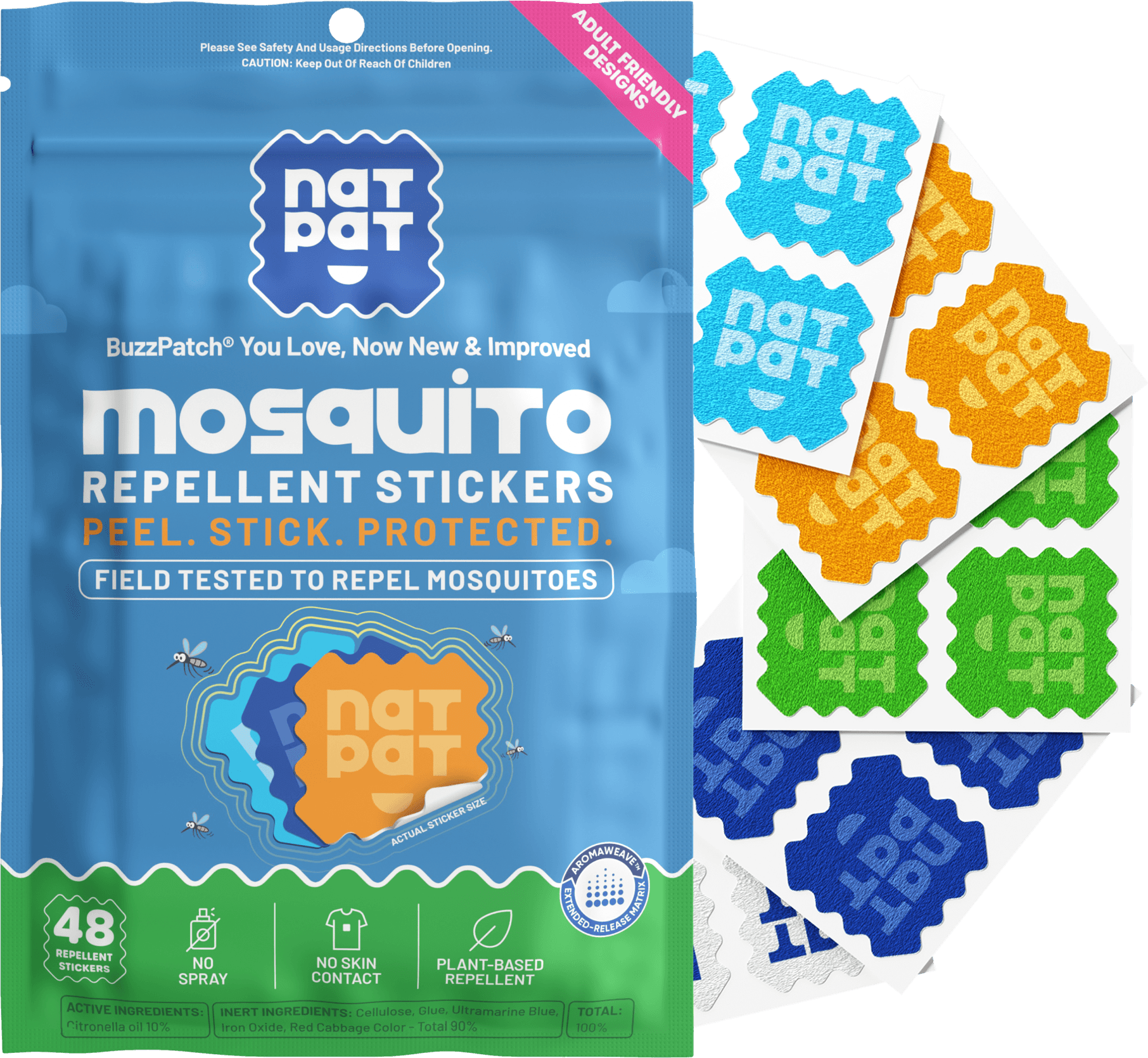 Natural Mosquito Repellent Patches for Adults — DEET-Free Plant-Based Bug Protection | No Skin Contact, No Chemicals, Long-Lasting