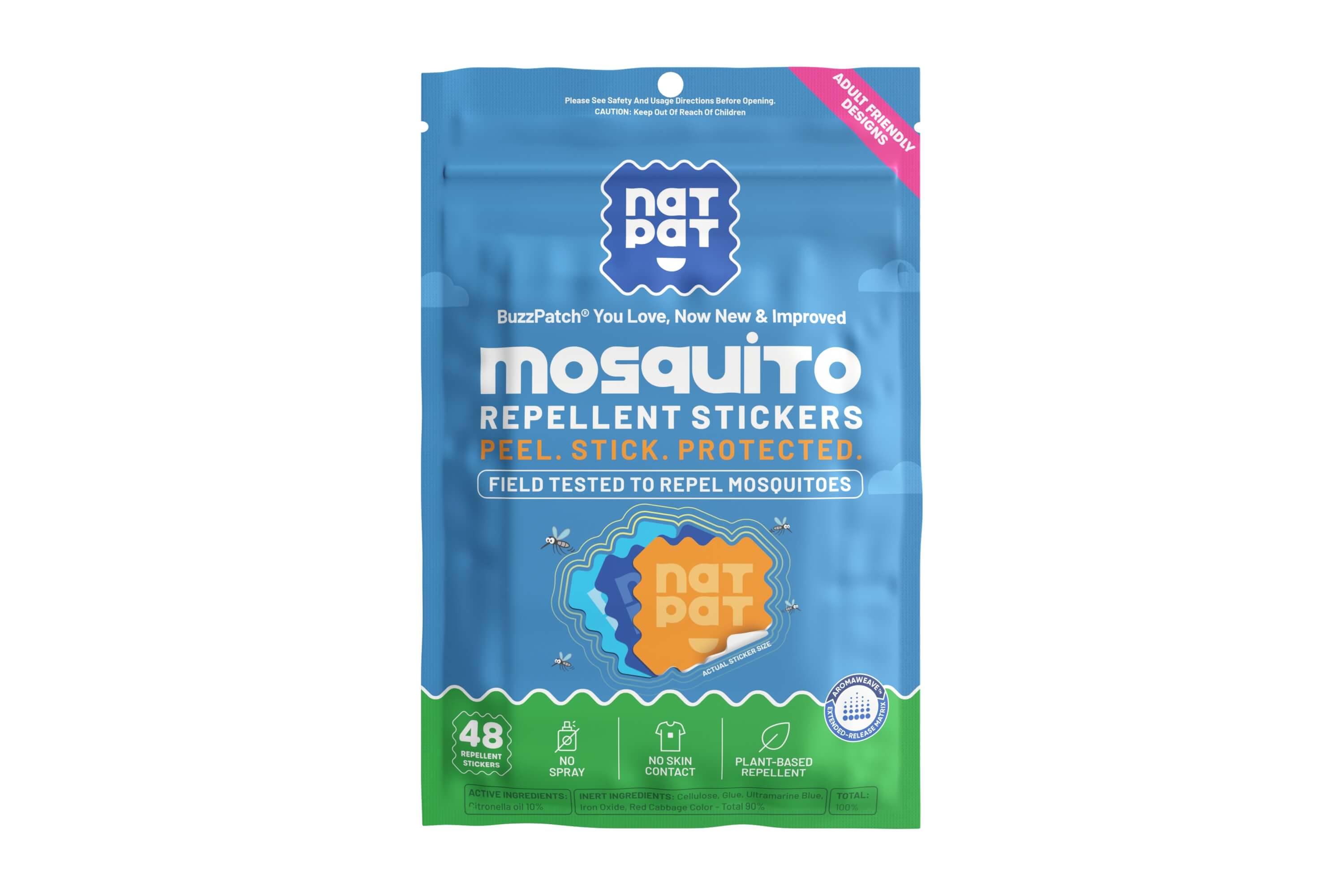 Natural Mosquito Repellent Patches for Adults — DEET-Free Plant-Based Bug Protection | No Skin Contact, No Chemicals, Long-Lasting