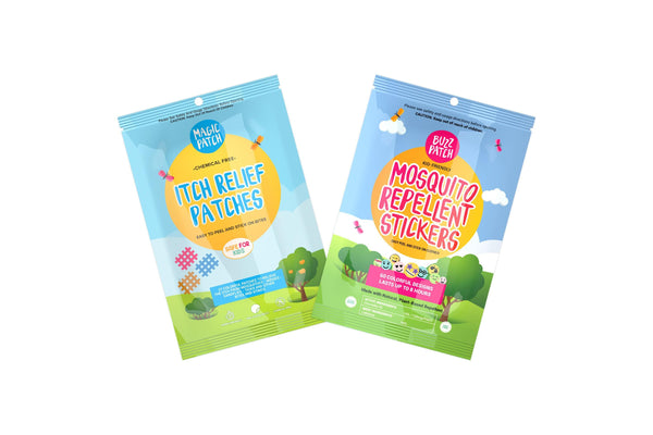 BuzzPatch and MagicPatch bundle displayed together — DEET-free insect protection for the whole family